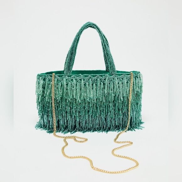 ZARA NWT RHINESTONE FRINGE BAG - Picture 2 of 13